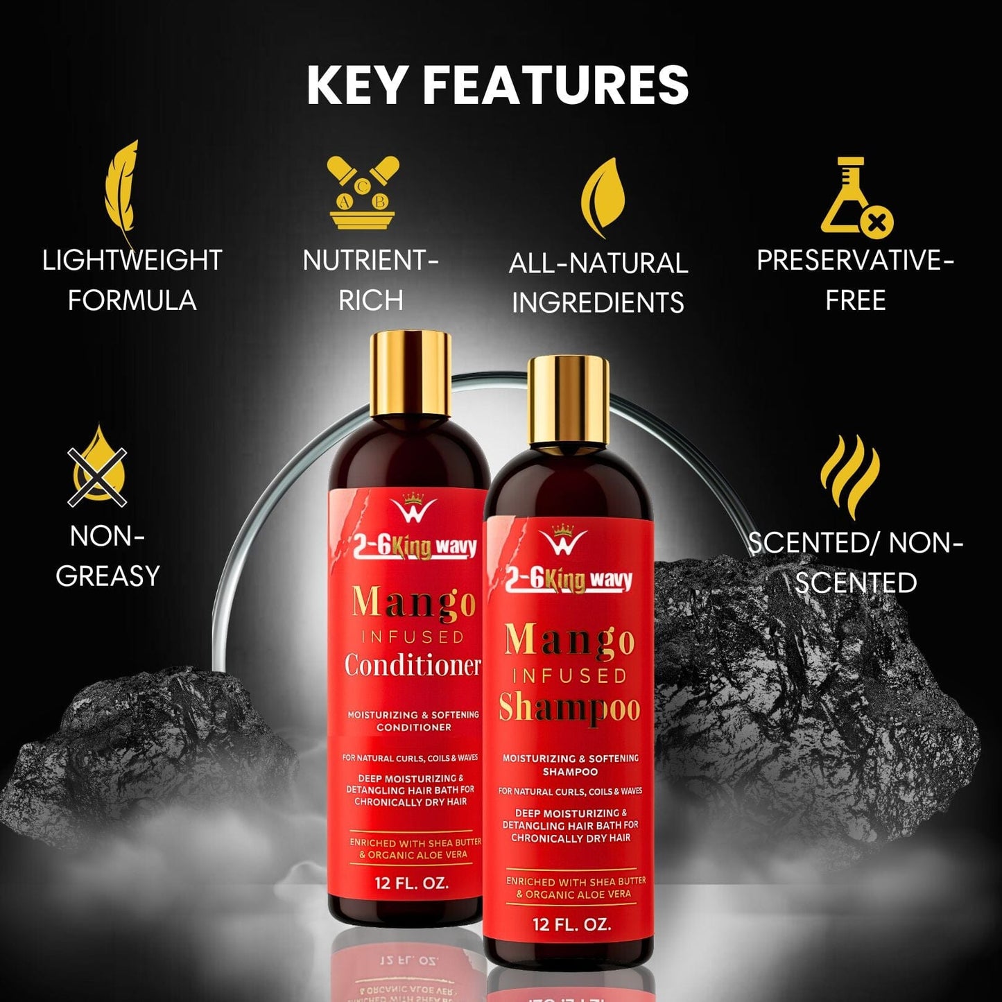 Infused Mango Shampoo & Conditioner  (12 FL OZ) DUO Premium Quality