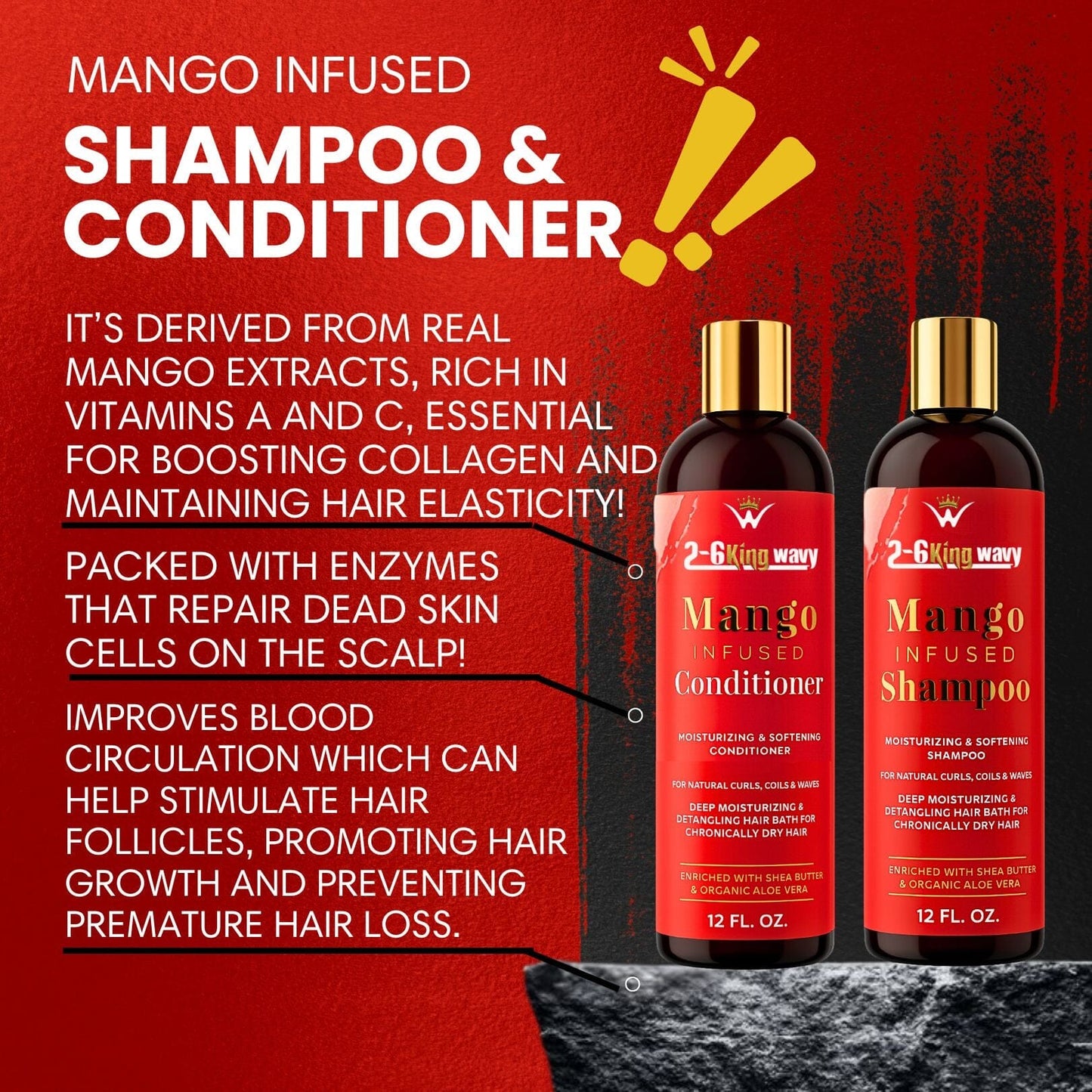 Infused Mango Shampoo & Conditioner  (12 FL OZ) DUO Premium Quality