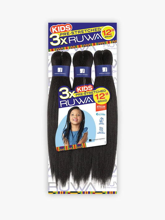 Sensationnel Kids 3X Ruwa Pre-Stretched Water-Resistant Braiding Hair 12"