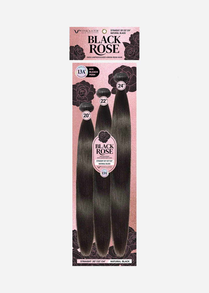 Black Rose Straight 13A+ 3-Bundle Pack - Natural Black