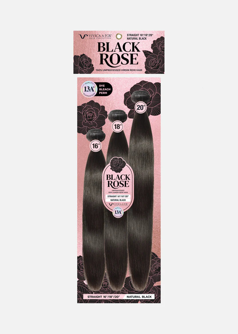 Black Rose Straight 13A+ 3-Bundle Pack - Natural Black