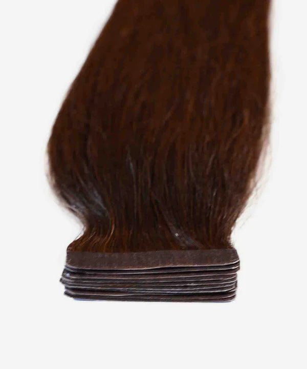 Tape-In Indian Remy Hair - Straight, Chocolate Brown