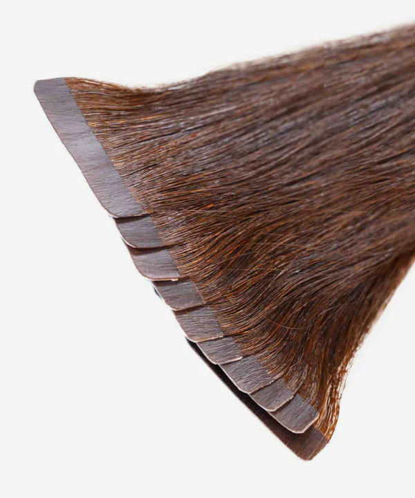 Tape-In Indian Remy Hair - Straight, Chocolate Brown