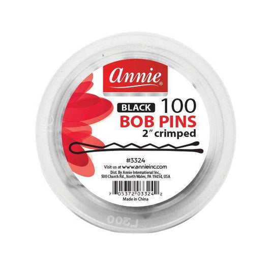 Annie Bob Pins 100 Count 2" Crimped- Black