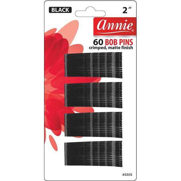 Annie Bob Pins 60 Count - Matte Black 2"