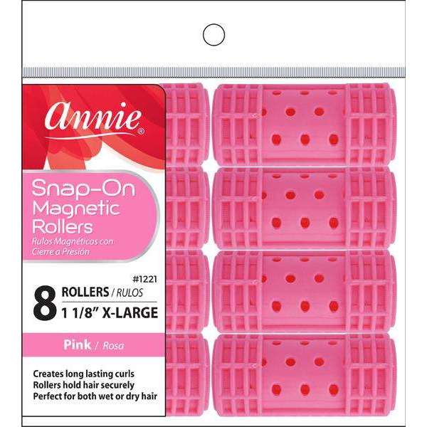 Snap-On Magnetic Rollers 8 Pcs - 1 1/8" X-Large (Pink)