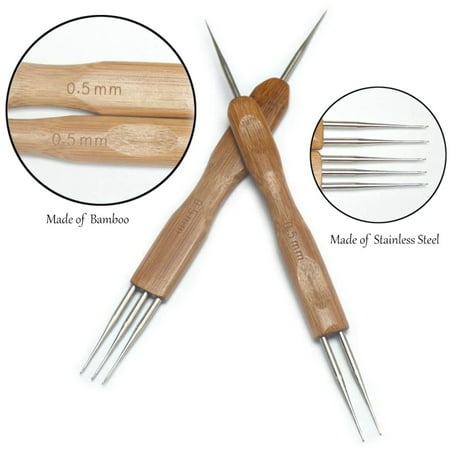 Dual-End Dreadlock Needle 0.5mm 1 Hook/3 Hook