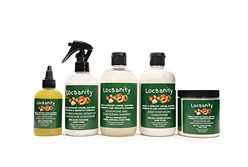 Locsanity Shea & Apricot Loose, Natural, Conditioning and Moisturizing Loose Natural Hair Care Bundle - Strength & Growth Formula