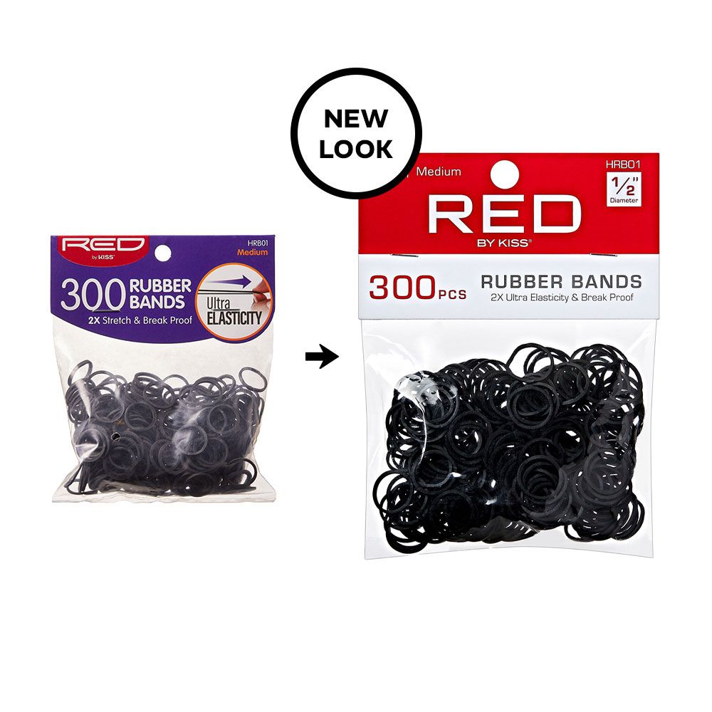 RED Rubber Bands Medium 300pcs - Black