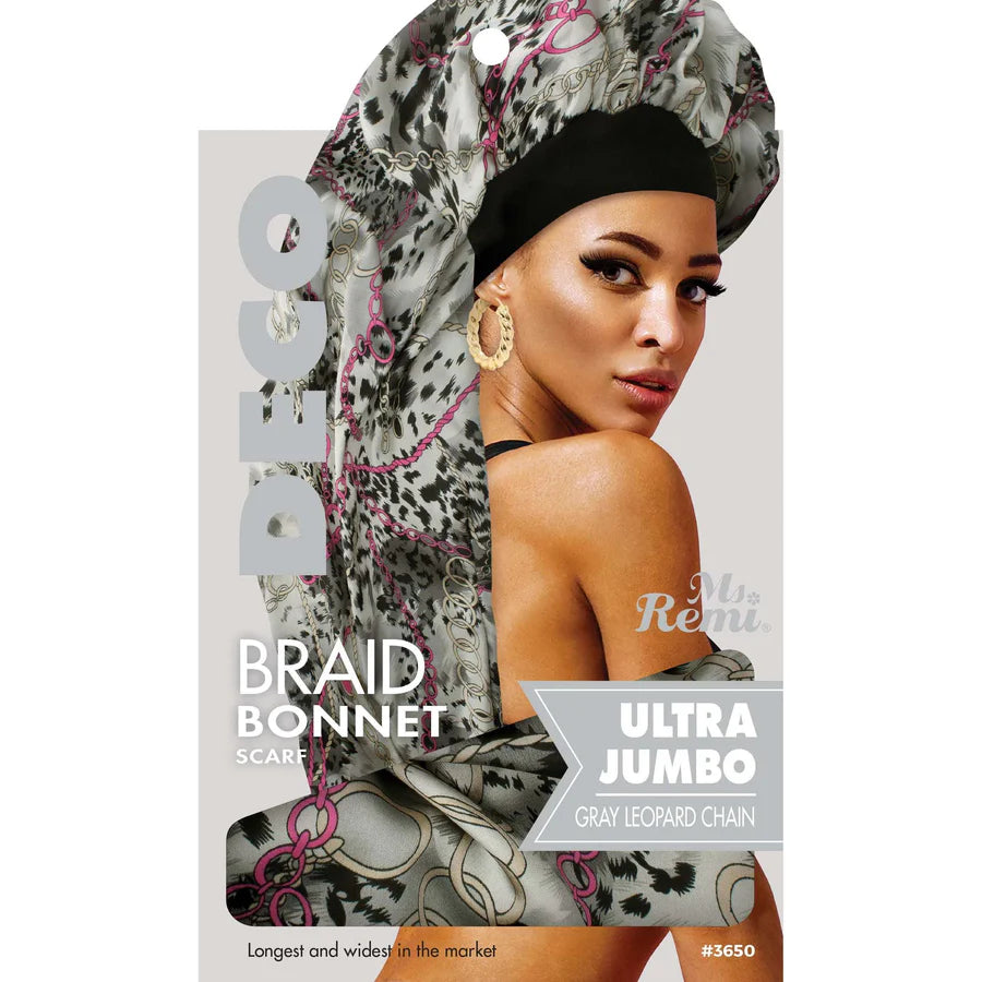 Ms. Remi Deco Silky Satin Braid Bonnet Scarf- Extra Jumbo - Assorted