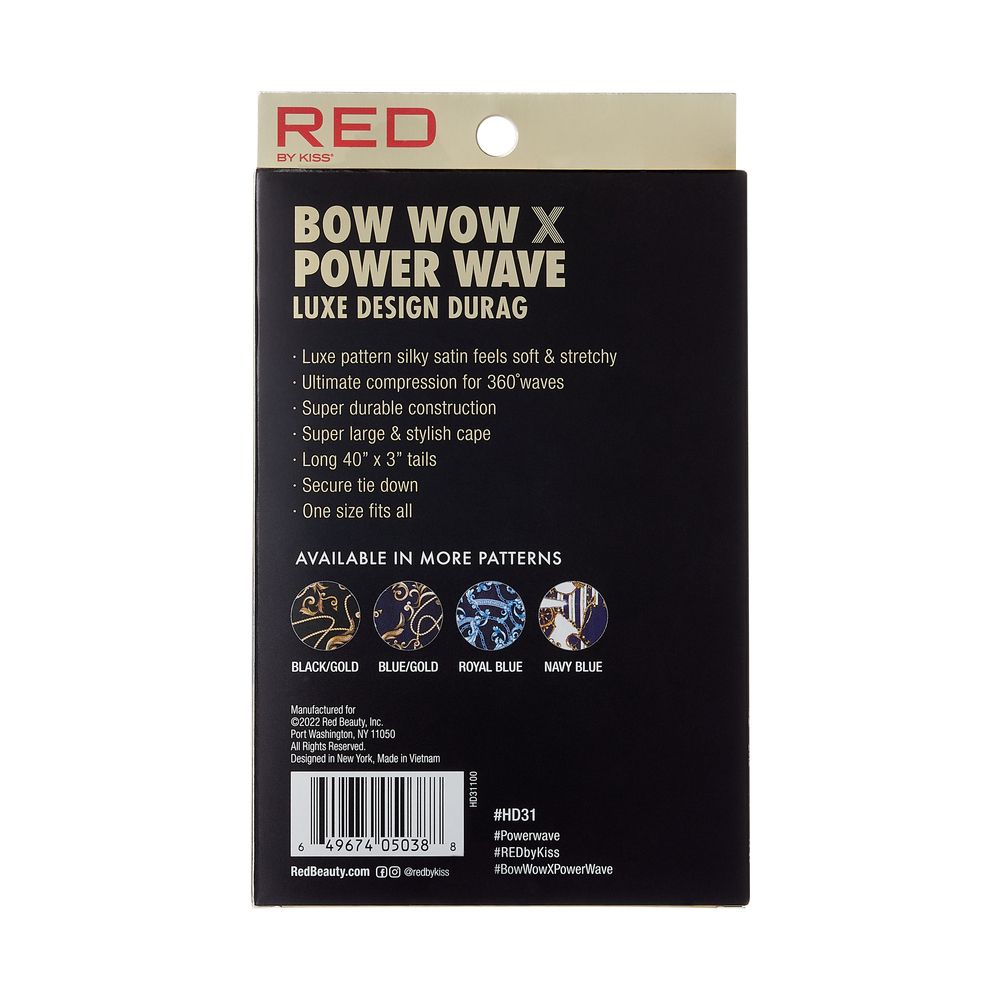 RED Luxe Durag Bow Wow X Power Wave - Black & Gold