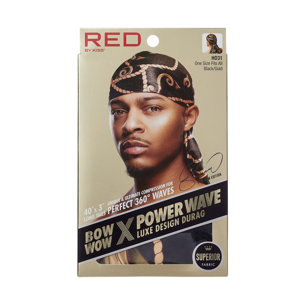 RED Luxe Durag Bow Wow X Power Wave - Black & Gold