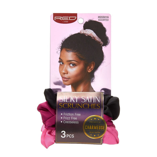 RED Silky Satin Scrunches 3ea. Assorted