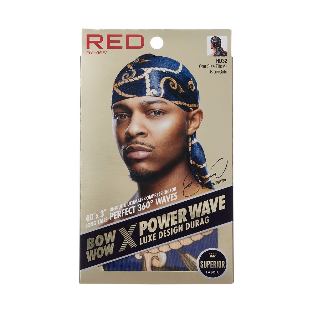 RED Luxe Durag Bow Wow X Power Wave - Blue & Gold