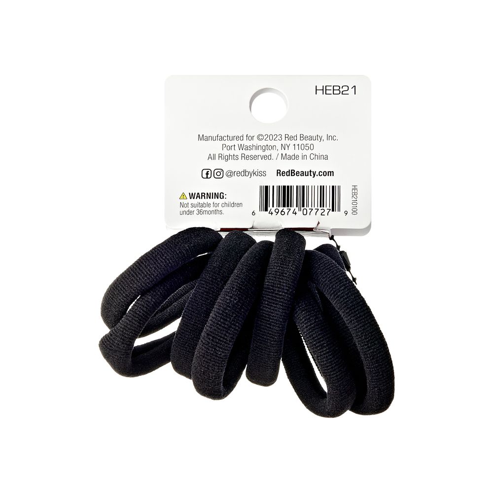 RED Ponytail Holder Small 8pcs - Black