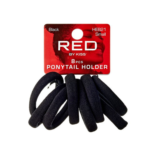 RED Ponytail Holder Small 8pcs - Black