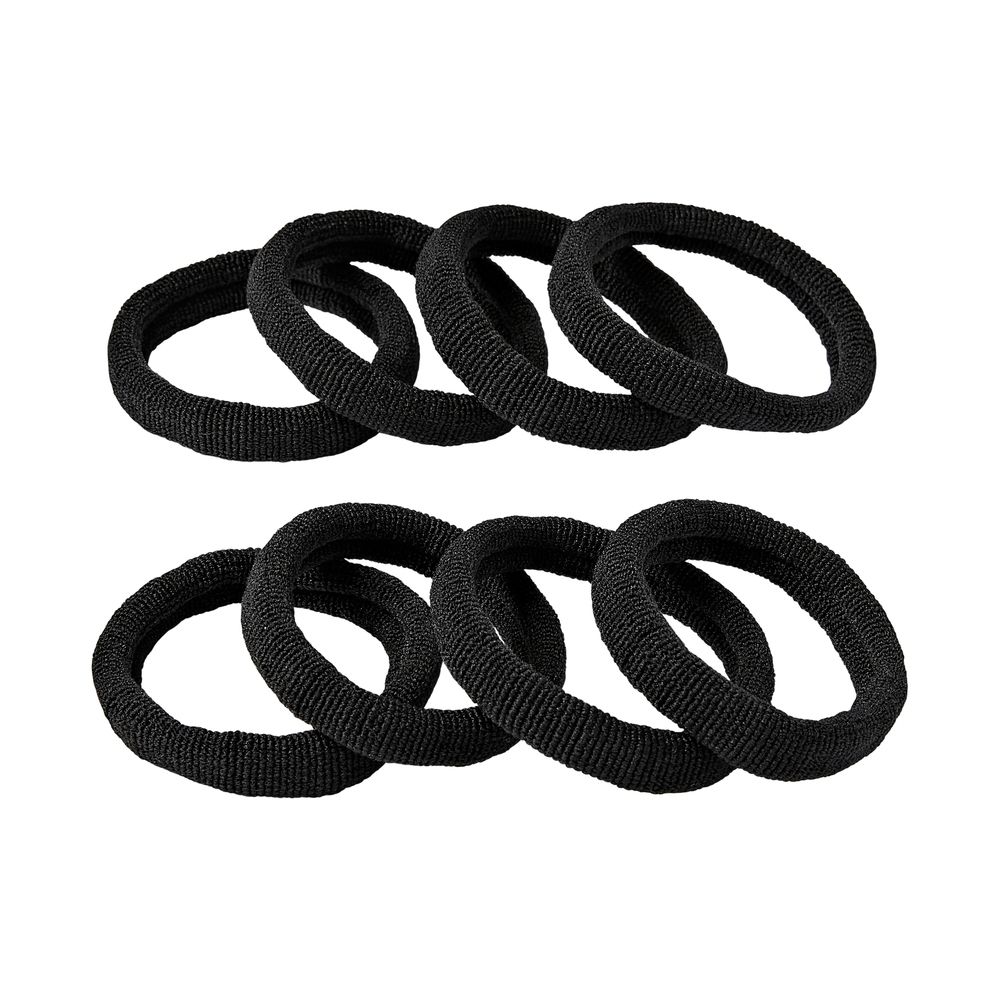 RED Ponytail Holder Small 8pcs - Black