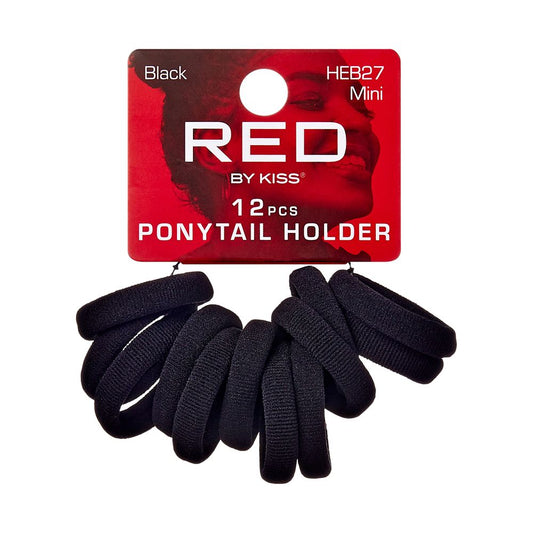 RED Ponytail Holder Mini 12pcs - Black