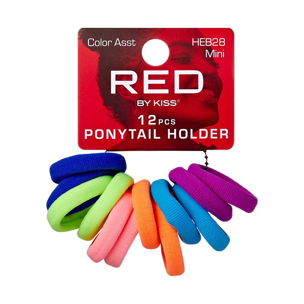 RED Ponytail Holder Mini 12pcs - Color Assorted