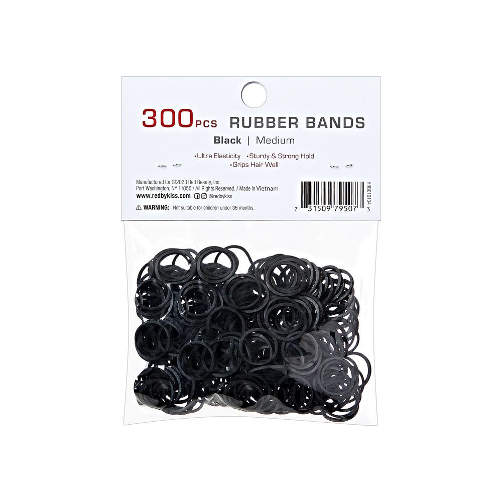 RED Rubber Bands Medium 300pcs - Black