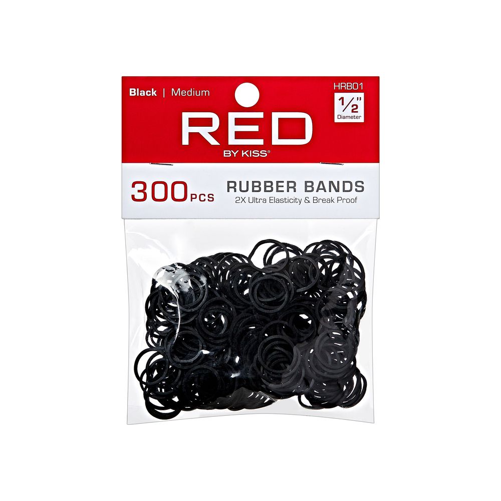 RED Rubber Bands Medium 300pcs - Black