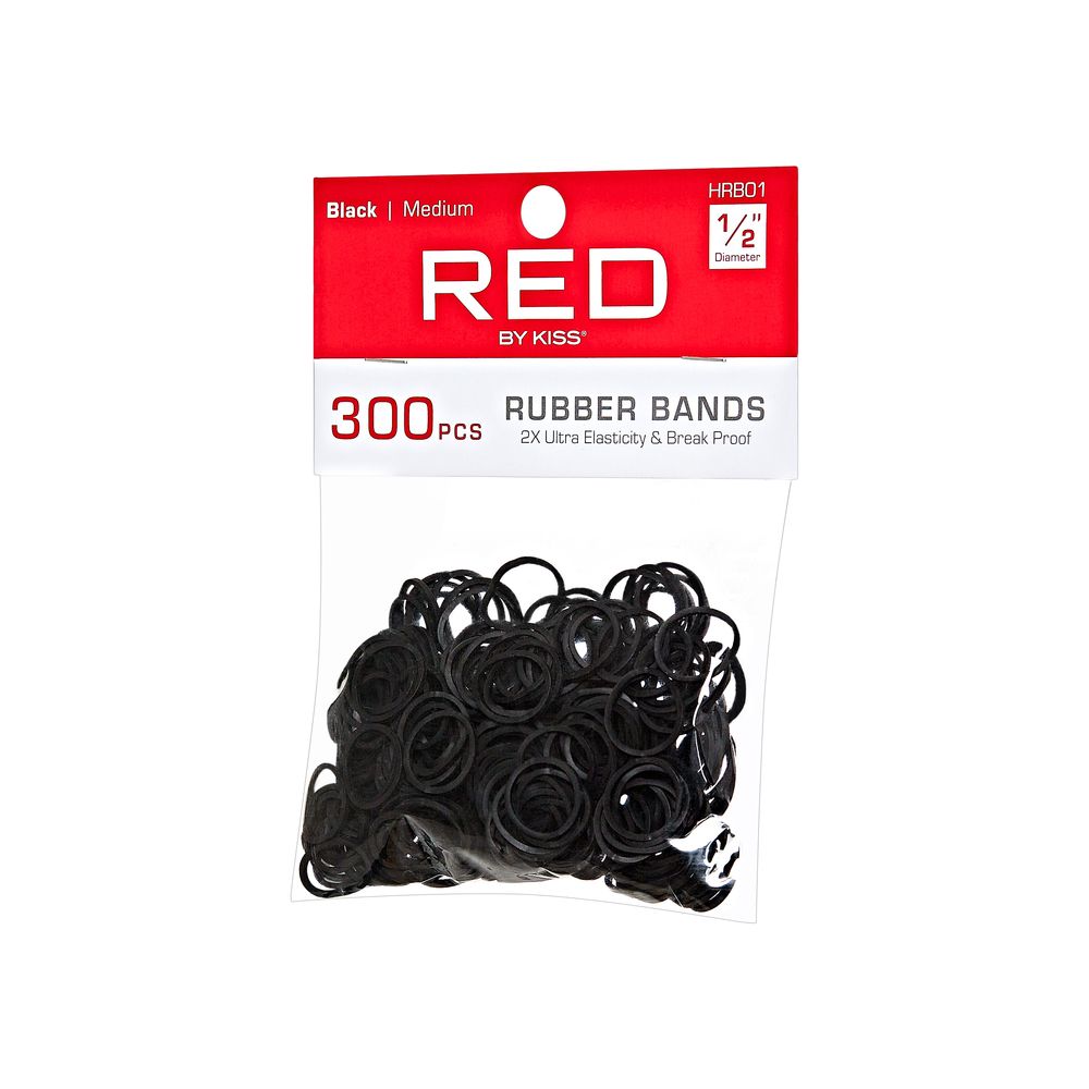 RED Rubber Bands Medium 300pcs - Black