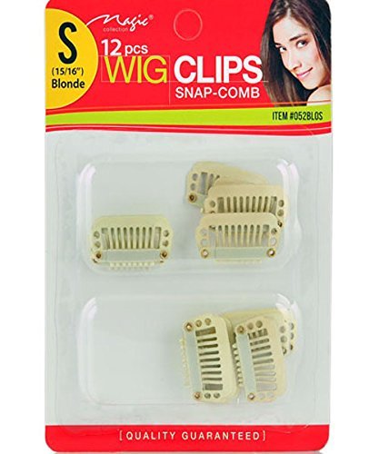 12 Pcs Wig Clips Snap Comb 15/16" Small (Blonde)