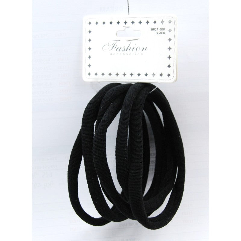 Fashion Accessories Hair Ties - Black XL 6/Pk