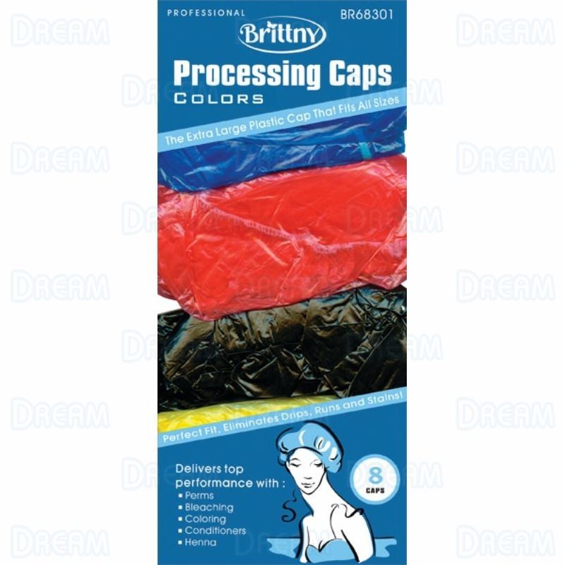 Brittny Processing Caps - Assorted Colors 8/Pk