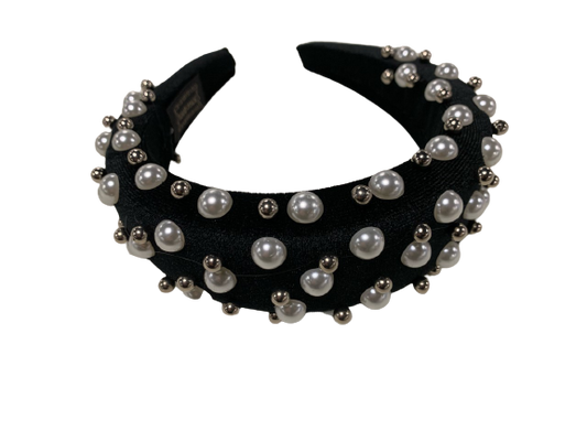 Black Velvet Pearl Headband