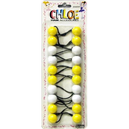 Chloe Ponytail Holders White & Yellow - 10/Pk