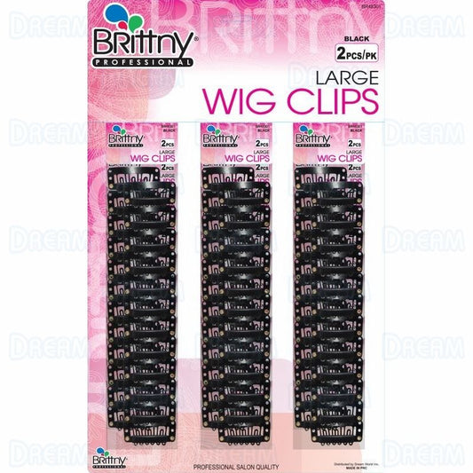 Brittny Wig Clips - Black, Large 2 Pc/Pk