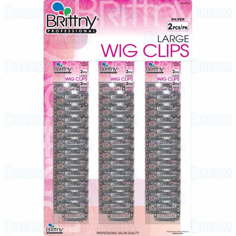 Brittny Wig Clips - Silver, Large 2 Pc/Pk