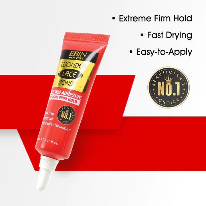 Ebin Wonder Lace Bond Adhesive Glue Tube - Extreme Firm Hold - Active 0.23 oz.