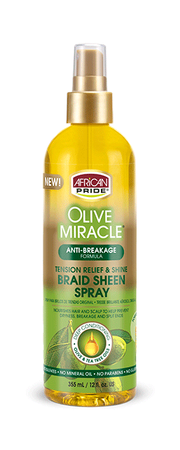 African Pride Olive Miracle Anti-Breakage Braid Sheen Spray 12 oz