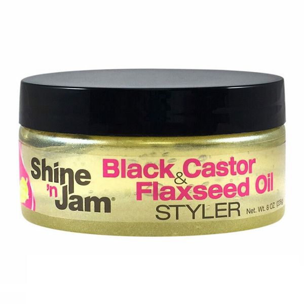 Shine N Jam Black Castor & Flaxseed Oil Styler 8 oz